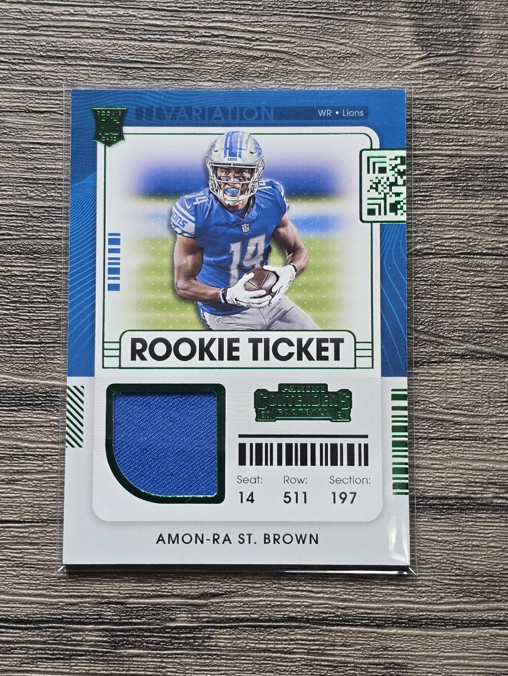 2021 Contenders Amon-Ra St. Brown Rookie Ticket Variation Jersey RC #RSV-ASB